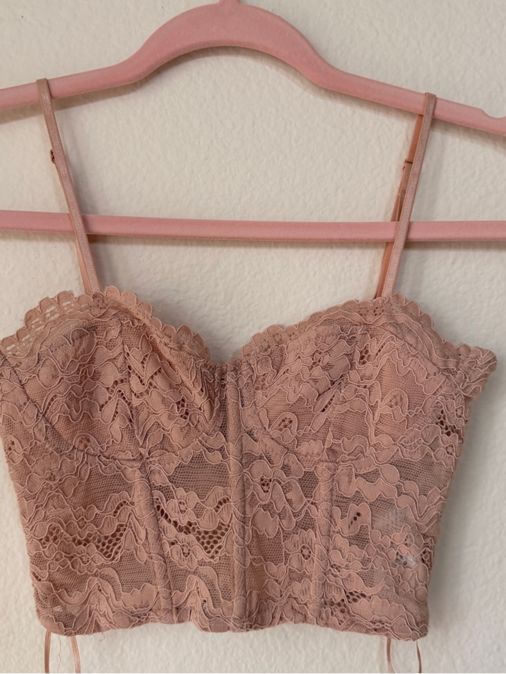 ZARA Lace Bustier Top Nude Beige Y2K Corset Cami Coquette Balletcore Cottagecore